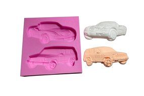 Wocuz MK569 Silicone 2 Car Shapes Fondant Mold Candy Making Mold Cake Decoration Gum Mould N4