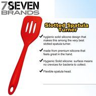 78Seven Bakeware Silicone Kitchen BUNDLE Baking Set. 1 Large Red Tongs, Spoon, Spatula, Turner and Basting Brush N2