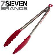 78Seven Bakeware Silicone Kitchen BUNDLE Baking Set. 1 Large Red Tongs, Spoon, Spatula, Turner and Basting Brush N6