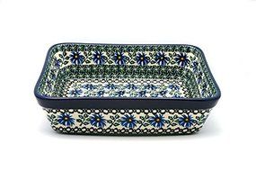 Polish Pottery Baker - Rectangular - Medium - Blue Chicory