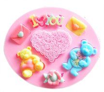 Chariot trading - Bear and love silicone mold ,Fondant Cake Decorating Tools