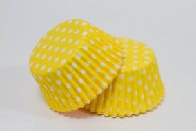 Yellow White Polka Dot Baking Liners Cupcake Muffin Cups 50 count