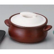 Casserole utw675-18-524 [6 x 4.6 x 3 inch] Japanece ceramic With iron red lid casserole tableware