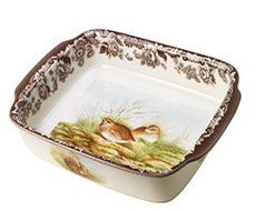 Spode Woodland Rabbit and Quail Rectangular Handled Dish