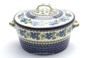 Polish Pottery Baker - Round Covered Casserole - Morning Glory