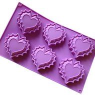 Six Love Heart Lace Love Silicone Cake Mold Pan 11.8"x7"x0.98" Color At Random