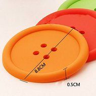 ASDOMO Colourful Silicone Placemat Button Coasters Tea Cup Cushion Mug Cup Holder Mat Pad Green N4