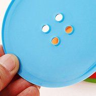 ASDOMO Colourful Silicone Placemat Button Coasters Tea Cup Cushion Mug Cup Holder Mat Pad Green N10