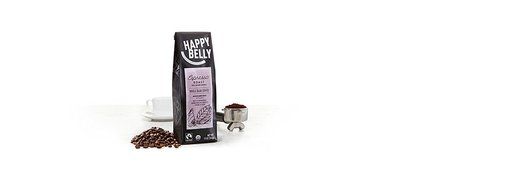 Happy Belly Espresso Roast Organic Fairtrade Coffee, Medium Dark Roast, Whole Bean, 12 ounce N6