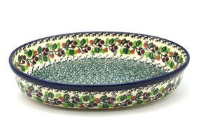 Polish Pottery Baker - Oval - Large - Burgundy Berry Green