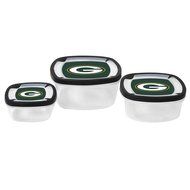 NFL Nesting Square Containers, 7.2-Cup; 3.5-Cup; 2.1-Cup, Clear, Piece of 3