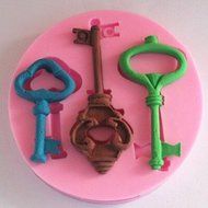 Longzang Keys Art Deco Silicone Mold Sugar Craft DIY Gumpaste Cake Decorating Clay