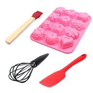 Food Grade Silicone Bakeware Set - Silicone Cake Mold Silicone Spatula Silicone Whisk &amp; Silicone Basting Brush...