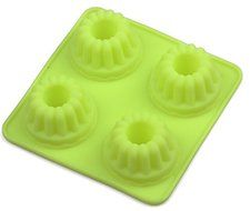 4 Cavity Flowers Silicone Non Stick Cake Bread Mold Chocolate Jelly Candy Baking Mould Green