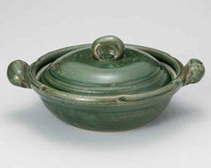 Oribe for 6-8 persons 15inch Donabe Japanese Hot pot Green Ceramic Made in Japan