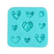 QINF Silicone 9 Pieces Loving Heart Trawberry Shape Fondant Cake Mold,8.2x8.2x1.3cm