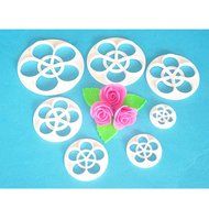 FOUR-C Set of 7 Rose Sugarcraft Cutters for Cake Making Fondant Decorations Color White