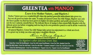 Bigelow Green Tea with Mango, 20-Count Boxes (Pack of 6)