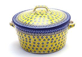 Polish Pottery Baker - Round Covered Casserole - Sunburst