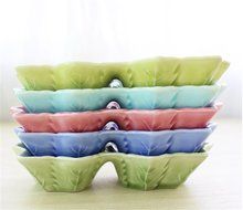 Elufly Snowflake Condiment White Porcelain Mini Dish 13.5*5*2.6cm (Green) N4