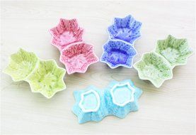 Elufly Snowflake Condiment White Porcelain Mini Dish 13.5*5*2.6cm (Green) N5