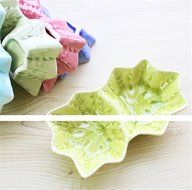 Elufly Snowflake Condiment White Porcelain Mini Dish 13.5*5*2.6cm (Green) N8