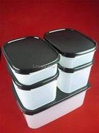 Tupperware Modular Mates Rectangular Set (Black) + FREE AGORA 3 pieces Durable, Thick Cup Cake 0.8mm Silicone...