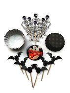 Halloween Cupcake Bundle 3pc Bundled Set including toppers, picks, liners, napkins with Bonus Ghost Light-up Pin... N5