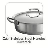 Premium Stainless Steel Casserole Tri-Ply Base, 5 Quart
