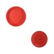 1 PCS Silicone Cake Pan (Red) + 1 PCS Silicone Suction Lids (Red) #L