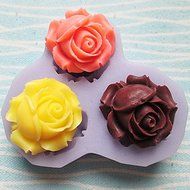 Tint Three Holes Roses Flower Silicone Mold Fondant Molds Sugar Craft Tools Resin flowers Mould Molds For Cakes