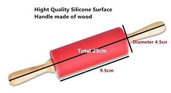Colorful 23cm Wood Handle Pastry Roller Dough Tools Silicone Rolling Pin N2