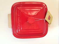Le Creuset Stoneware 3-quart Covered Square Casserole, Cherry 15-08 N4