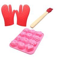 Silicone Bakeware Set - Silicone Bakeware Molds Silicone Cooking Gloves &amp; Silicone Food Brush - 12 Cavity Bakeware...