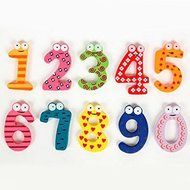 ASDOMO Cartoon Educational Toy Wooden Fridge Magnet For Baby Kid Gift Numbers 10 PCS