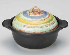 Kasuri for 1-2 persons 6.7inch Donabe Japanese Hot pot Black Ceramic Made in Japan