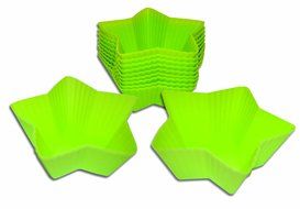 24 x Green Star Silicone Cupcake / Fairy Cake Cases - Reusable Molds