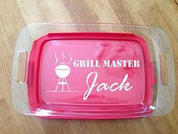 Personalized Pyrex Dish 7x11 Grill Master Gift Wedding Anniversary W/lid