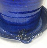 Aunt Chris&#039; Pottery - Heavy Hand Made - Bacon Cooker - Unique New Way of Cooking Bacon - Deep Cobalt Blue Colored... N4