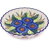 Ceramika Bona H7782G Polish Pottery Ceramic Fluted Pie Dish Hand Painted, 10-Inch