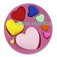 1pcs Circle 3d 8pcs Love Heart Shapes Fondant Mold Silicone Sugar Craft Cake Candle Decorating