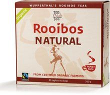 Rooibos Certified Organic Fair Trade South African Red Bush Tea Bags, Caffeine Free 100% All Natural, 80 Ct