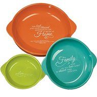 Abbey Press &quot;Blooming Blessings&quot; Three-Piece Bakeware Set, 9.75 by 2.75&quot;