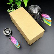 A.B Crew 10 pcs Stainless Steel Colorful Silicone Handles Kitchen Accurate Measuring Spoons Cups for for Cooking... N3