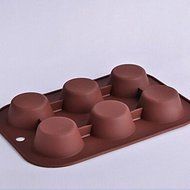 BST Cake Pan 6 Hole Circular Shape Cake Molds,Silicone 26.5*18*3 CM(10.4*7.1*1.2 INCH)