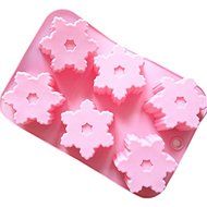 6 Holes Snowflakes Christmas Pudding Jelly Silicone Cake Mold Pan 10&quot;x6.8&quot;x1.5&quot; Color At Random