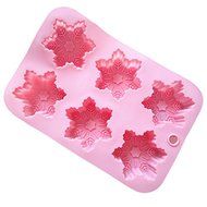 6 Holes Snowflakes Christmas Pudding Jelly Silicone Cake Mold Pan 10&quot;x6.8&quot;x1.5&quot; Color At Random N2