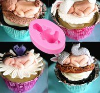 5 pcs Silicone Cute 3D Sleeping Baby Mold For Cake Decoration Cookware Dining Bar Non-Stick Kitchen Tool Chocolate... N7