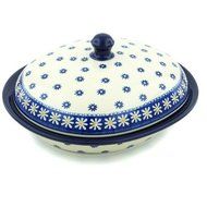 Polish Pottery Baker with Cover 12-inch Asters And Daisies