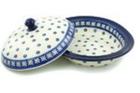 Polish Pottery Baker with Cover 12-inch Asters And Daisies N2